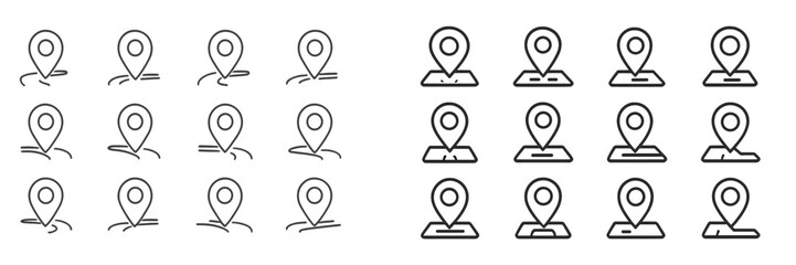 Fototapete - Vector art representation of location markers used in digital mapping applications and navigation tools