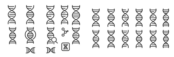Poster - DNA strand illustrations in various styles and orientations for educational or scientific purposes