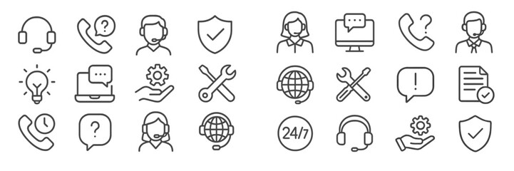 Leinwandbilder - Collection of customer support icons showcasing various service elements and resources for effective assistance