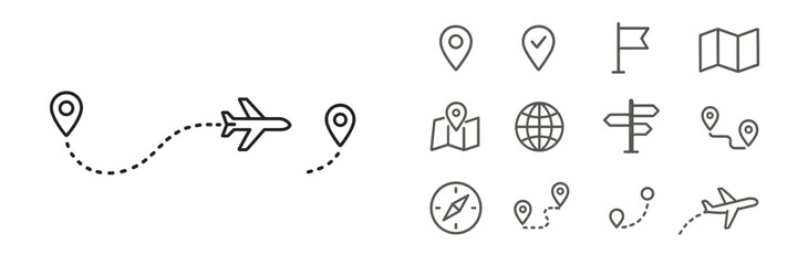 Leinwandbilder - Vector illustration of travel concepts with airplane, maps, and location markers for planning trips