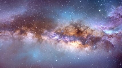Wall Mural - Milky way galaxy in deep space with starry sky. Cosmic nebula cloud and universe background for astrophysics concepts footage.