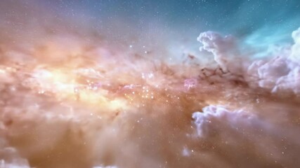 Wall Mural - Colorful nebula and stardust in deep space. Cosmic gas cloud and stars astronomy background. Galaxy formation concept. Footage.