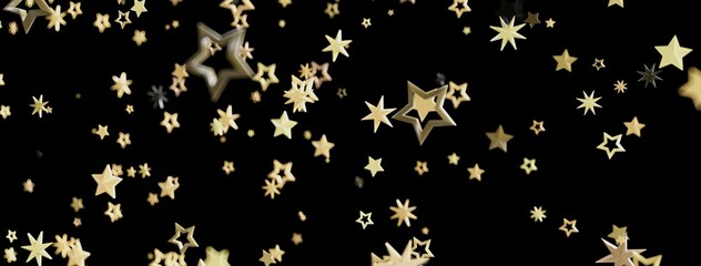 Aufkleber - Abstract background with sparkling golden stars falling on a black background. Perfect for festive designs.