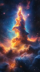 Wall Mural - colorful cosmic clouds illuminate the night sky in a mesmerizing display of stellar formations above
