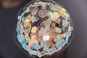 Fototapete - Abstract image of a global network, illustrating connections and interdependencies.