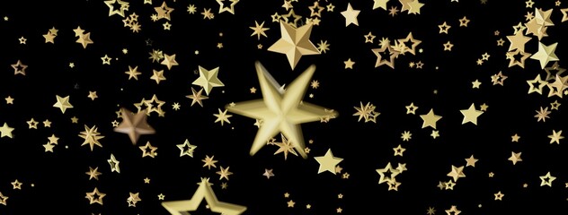 Aufkleber - Beautiful image of gold stars falling against a black background. Perfect for celebrations, holidays, and more!