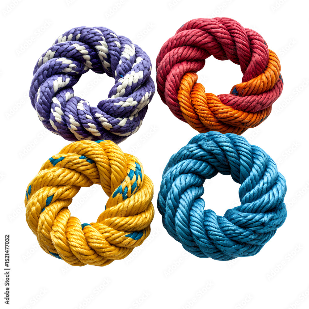 Cerative Rope Colorful, twisted ropes used in various activities, showcasing vibrant ...
