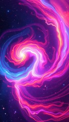 Wall Mural - Abstract swirling nebula of vibrant, glowing energy with scattered stars, pattern, colorful