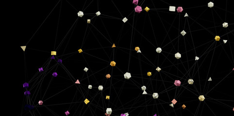 Aufkleber - Stock photo of abstract network.  Polygons connected by lines. Ideal for technology, data, and connection concepts.