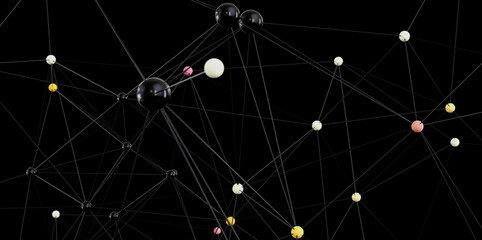 Aufkleber - 3D render of abstract network connection.  Nodes and lines illustrate complex system.