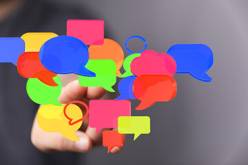 Poster - Abstract image of colorful speech bubbles,perfect for communication, social media, and networking concepts.