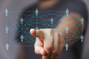 Fototapete - Abstract image of a digital network connecting people.  Ideal for technology, social media, and communication concepts.