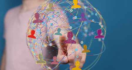 Fototapete - Illustrative image of a global network, showing interconnected people.