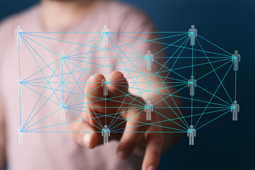 Aufkleber - Visualizing interconnectedness.  Networking, teamwork, global communication concept.