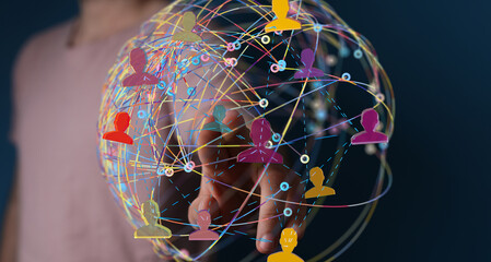 Fototapete - Visual representation of a global network, highlighting interconnectedness and communication.