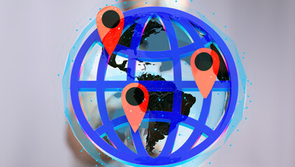 Aufkleber - Abstract illustration of global connectivity and location tracking. Ideal for technology, travel, and logistics.