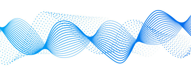 Wall Mural - abstract dynamic and flowing background with soft turquoise-green waveforms and dotted halftone elem