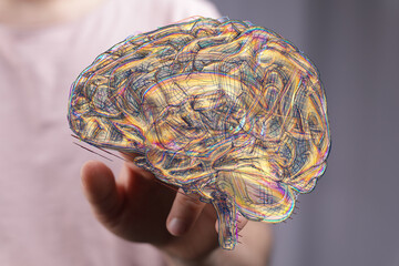 Poster - abstract image of a human brain, representing neural connections and cognitive processes.
