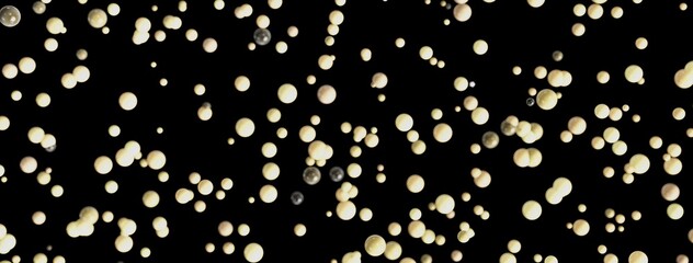 Aufkleber - Beautiful abstract background image featuring many beige pearls floating on a black backdrop. Perfect for design projects.