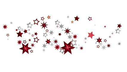 Aufkleber - Sparkling red and silver stars on white. Perfect for holidays, celebrations, and more!