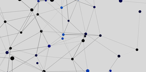 Leinwandbilder - Abstract background with connected dots and lines. Network, technology, communication concept.