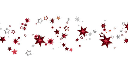 Aufkleber - Sparkling red and silver stars on white. Perfect for holidays, celebrations, and more!