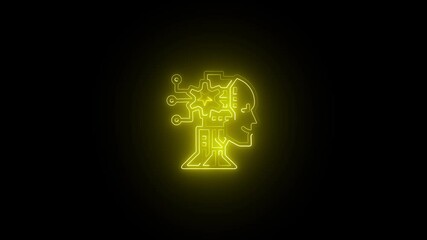 Wall Mural - Neon-Powered Artificial Intelligence Symbol. Glowing Smart Intelligence Icon in Dark Mode. High-Tech AI Neon Light Symbol.