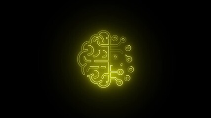 Wall Mural - Radiant Neon AI Circuit Symbol. AI Brain Glow Icon on Dark Canvas. Glowing AI Symbol in Futuristic Neon Style.
