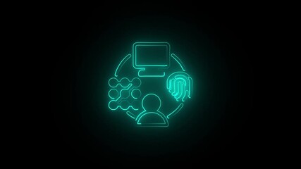 Wall Mural - Glowing Neon Electric Access Pass Icon on Shadowed Background. Electric Neon 2FA Authentication Icon on Dim Background. Bright Electric Neon Secure Login Icon on Dark Canvas.