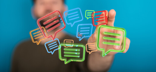 Aufkleber - Abstract image of colorful message bubbles.  Great for communication, social media, or online chat concepts.