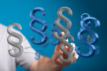 Aufkleber - Abstract image of interconnected paragraph symbols, representing legal networks, law, regulations, and compliance.