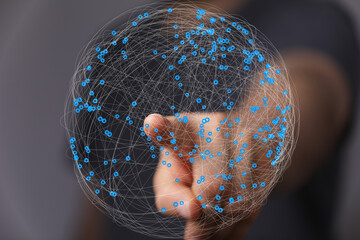 Fototapete - Abstract image depicting global network, connection, technology, digital world, and communication.