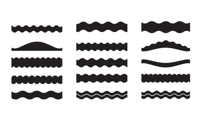 Collection of vector silhouette wavy and scalloped border designs for graphic design projects