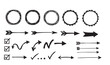 © MDSAJJADHOSSAN - Hand drawn silhouette arrows checkmarks and circles for design elements and graphic illustration