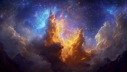 Wall Mural - celestial symphony vibrant nebula, sparkling starry night, and dreamlike cosmic colors