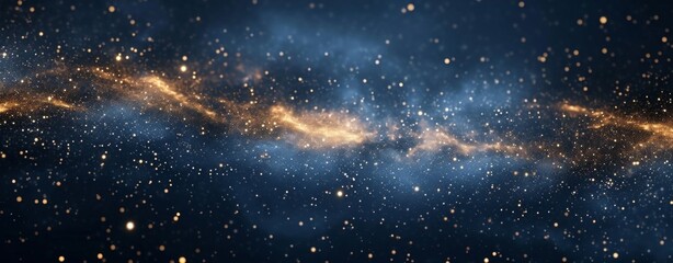 Wall Mural - sky dark blue with sparkling stars and golden dust