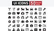 © MdOmar - Collection of 50 Black UI Icons – Minimal Vector Symbols for Apps, Web Interfaces, Tools, and Mobile Navigation