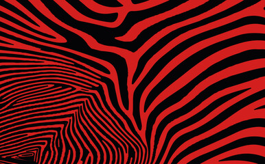 Fototapete - Abstract vector design in the psychedelic Op Art style, featuring hypnotic red and black wavy lines. This bold, high-contrast look fits the current trend for striking modern visuals.