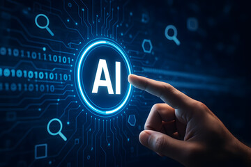 ai technology touch interface – futuristic artificial intelligence innovation concep