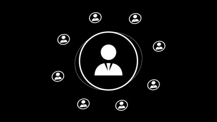 Animation of network of communication and people icons, Dynamic social network connections with user avatars Network Connection.
