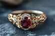 © Opi - Beautiful red ruby with diamond, A stunning red ruby surrounded by sparkling diamonds, showcasing elegance and luxury in a beautiful jewelry piece