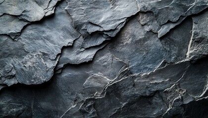 Fototapete - Textured stone wall showcasing natural gray hues and layered formations in a rustic setting creating a harmonious and earthy atmosphere