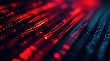 Poster - Bright red circle on a textured black surface illuminated in dynamic light, creating an eye-catching design for modern technology themes