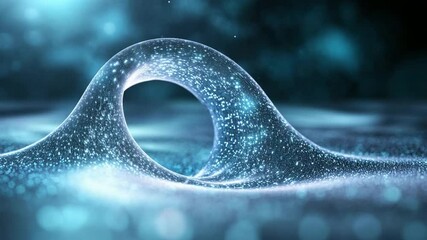 Fototapete - The Cosmic Gateway: A captivating artistic display showcasing a glowing, arcing structure against a backdrop of shimmering particles. Embodying the mystique of the cosmos.