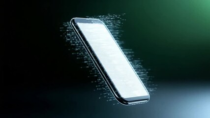 Poster - Futuristic Digital Communication: A modern smartphone hovers, surrounded by a cloud of digital data, highlighting connectivity and innovation.