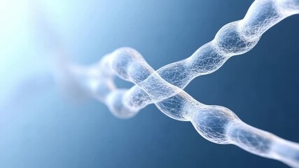 Poster - DNA Strand: A captivating, artistic representation of a DNA strand against a vibrant, blue backdrop. The double helix structure is beautifully rendered.