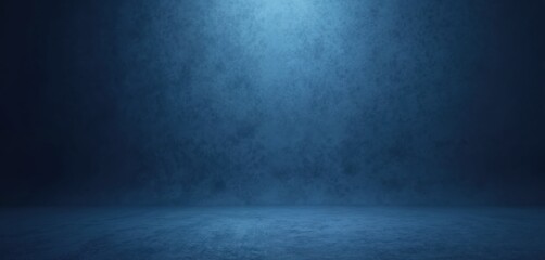 Poster - Dark blue textured background for product presentation or display. Blank studio wall with gradient noise. Empty room with concrete floor. Wallpaper design for artwork, show, montage.