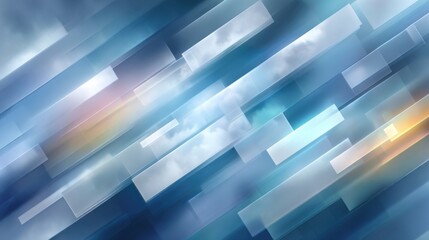 Fototapete - Abstract Blue and White Geometric Background With Clouds, Ideal for Technology Innovation and Digital Transformation Presentations : Generative AI