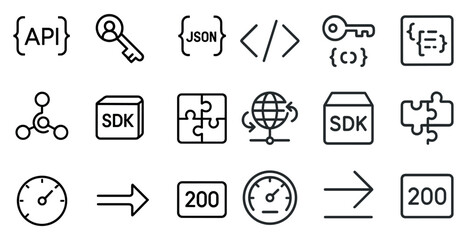 Api and sdk development icons for web and mobile design projects