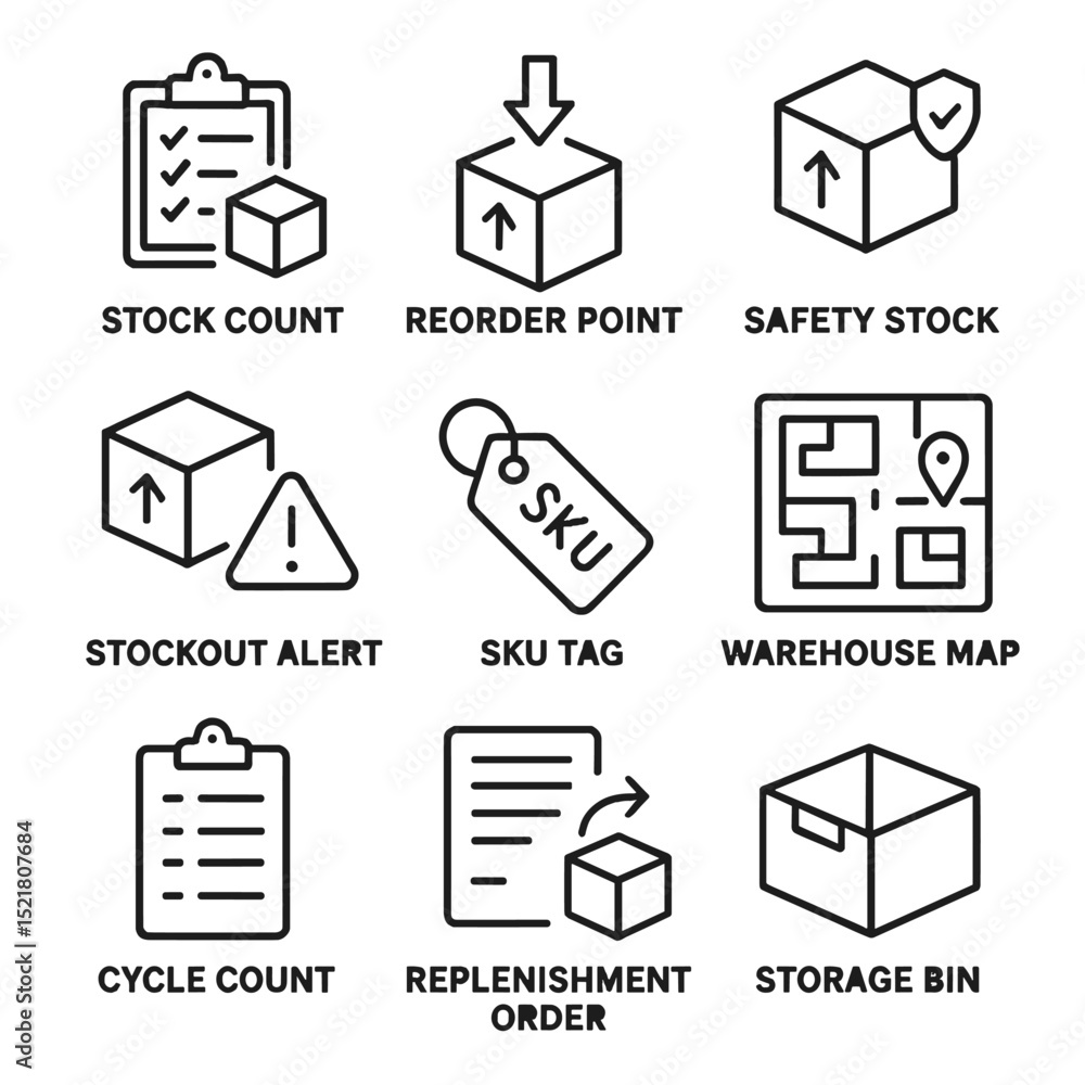 Storeinventory Counting Icon Inventory Management Icons. Outline icon set of inventory management ...